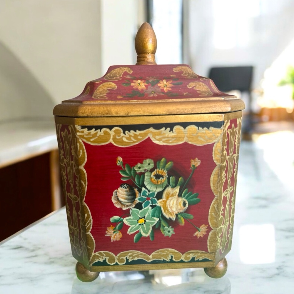 Vintage decorative wooden box with a lid